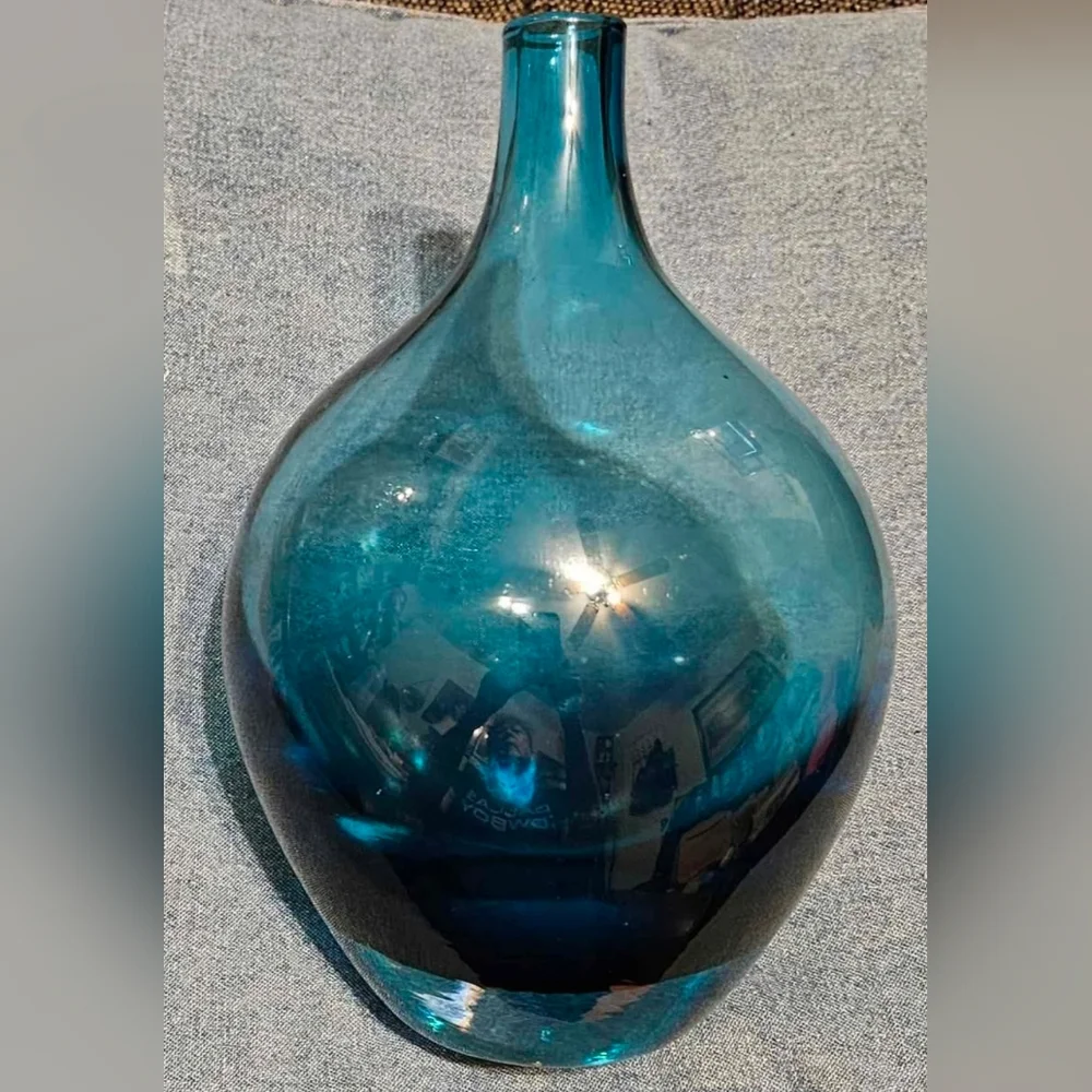 Ikea Sweden Teal Blue Vase approx 8.5
